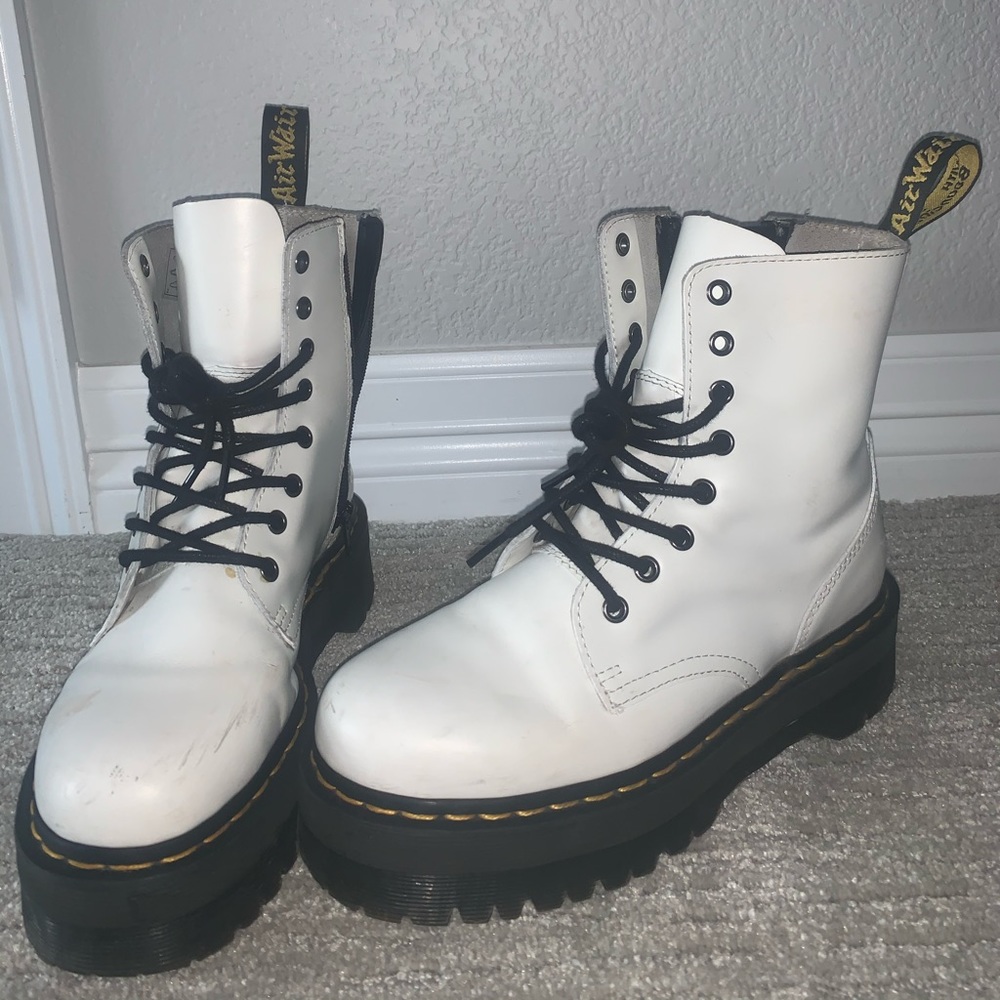 White Platform Dr. Martens Combat Boots